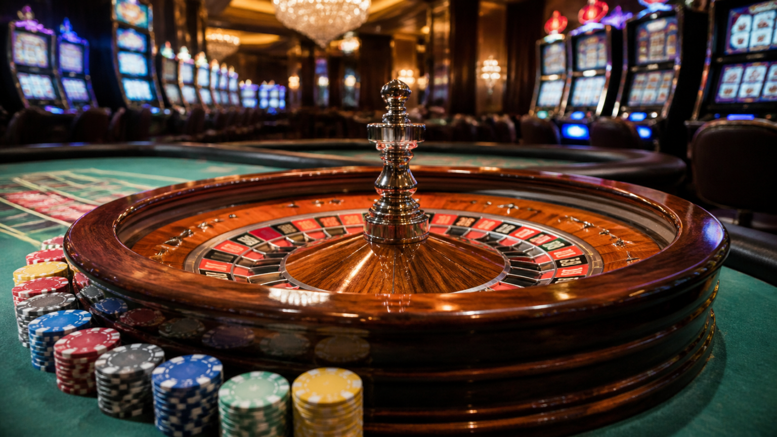 Casino italiani non aams: guida pratica per orientarsi Tavolo da casinò con roulette e fiches in un ambiente di gioco